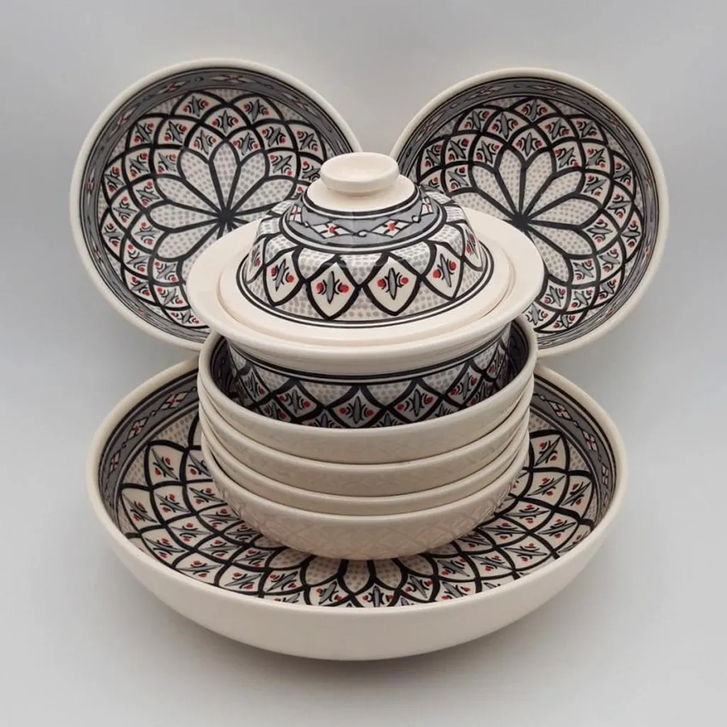 Servizio Piatti Couscous Grigio Bakir Design Moderno per 6 Persone