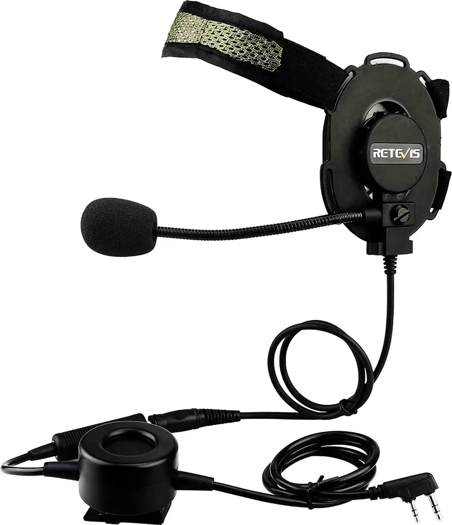 Retevis EH060K Casque Radio Tactique 2 Broches avec Micro et PTT Étanche