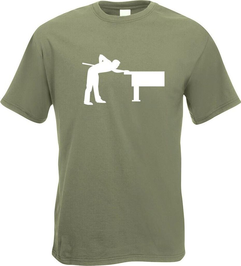 Kiwistar - T-Shirt - Olive - Billard Pool Spieler Figur Motiv Bedruckt Funshirt Design Print - mit Motiv Bedruckt - Funshirt Design - Sport - Freiz...