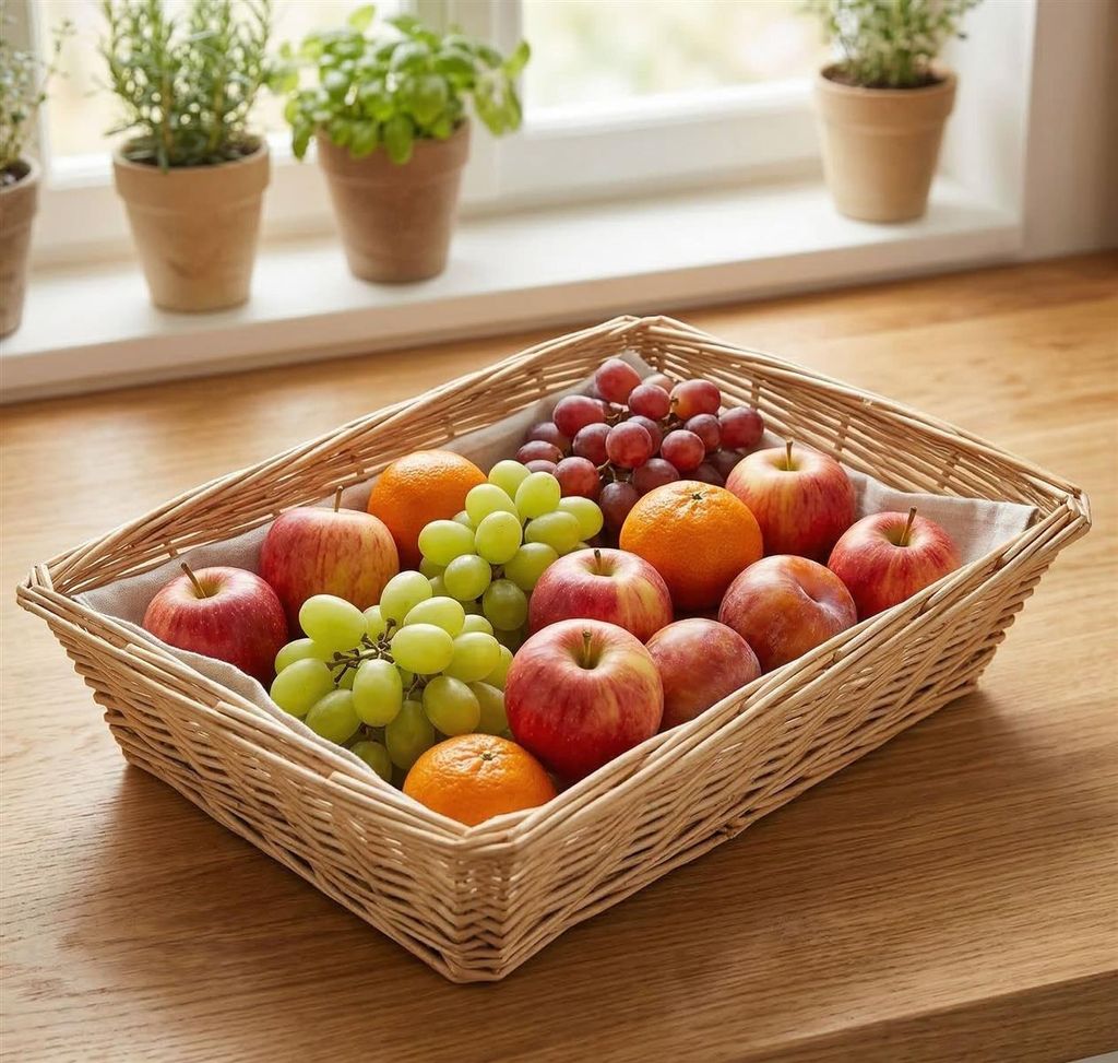 Brotkorb "Naturweiß" aus Weide, 32x22 cm, Obstkorb, Obstschale, Aufbewahrungskorb