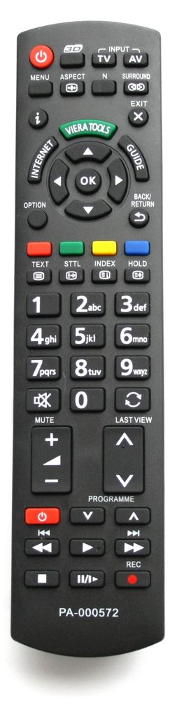 A remote control is shown against a white background.