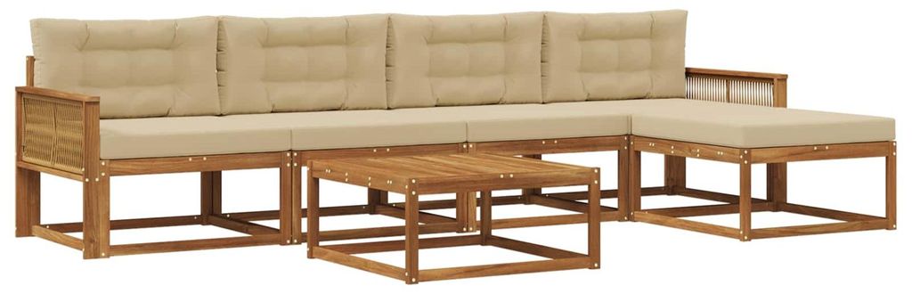 vidaXL Outdoor-Sofagarnitur mit Kissen 6 pcs Natur und Beige