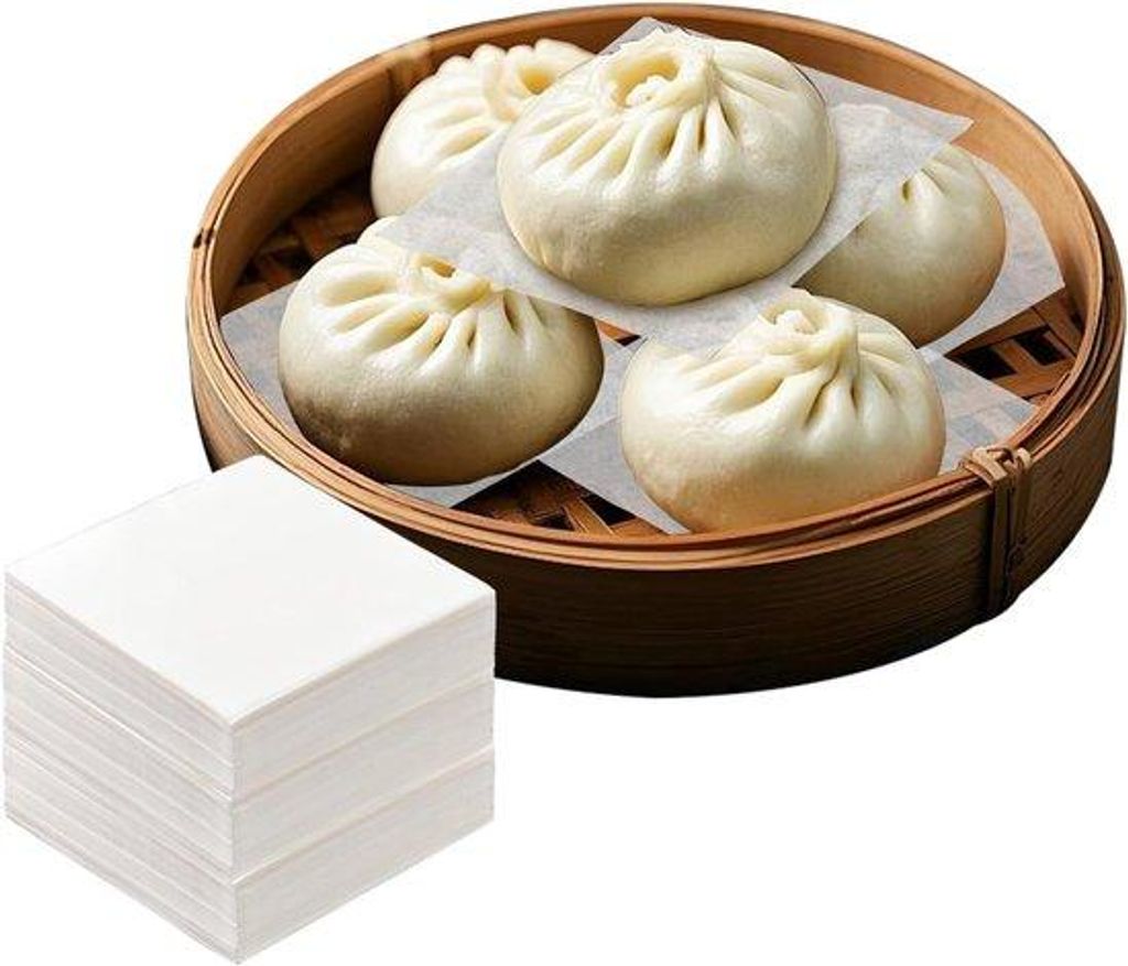 1500 Stück - Kleine 7cm Bambus-Formen - Nicht-stickende Papierliner für Buns - Dumplings - Vierkante Backpapier-Formen für den Ofen - Luftfritte...