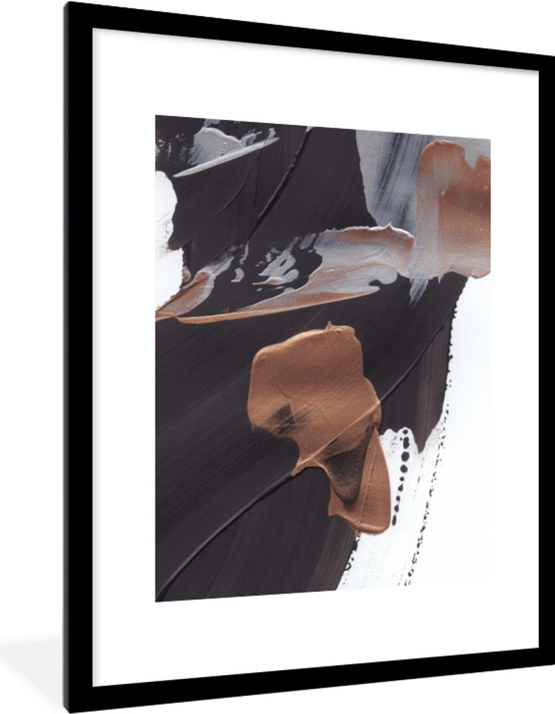 MuchoWow Gerahmtes Poster Abstrakt - Farbe - Gold 60x80 cm - Poster mit Schwarzem Bilderrahmen Wandposter Rahmen Foto Bilder - Wohnzimmer - Dekor...
