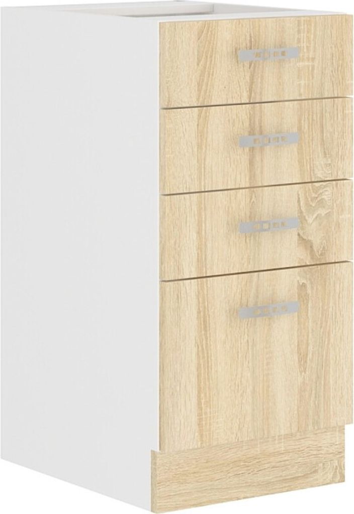 Schubladen-Küchenschrank SABRYA – Breite 40 cm, Eiche Sonoma / weiß