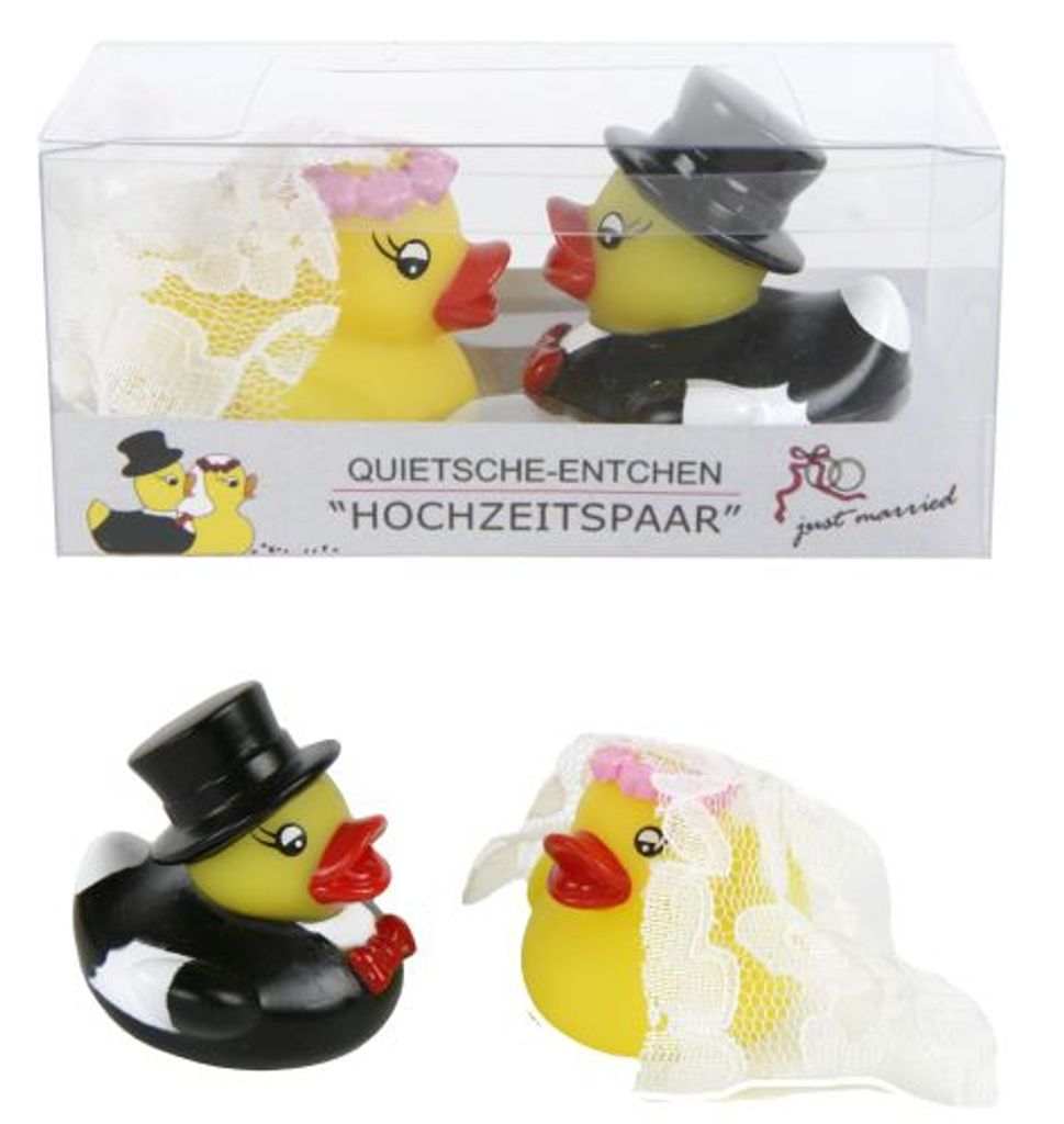 Bade Ente Hochzeitspaar 6x6cm in Geschenkpackung Produktbild 