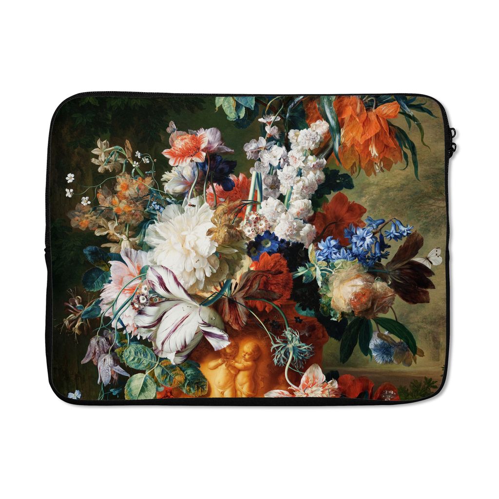 MuchoWow Laptop Hülle 15 Zoll Kunst - Alte Meister - Blumenstrauß in einer Urne Laptoptasche - Laptoptasche - Sleeve - Rundum-Schutz