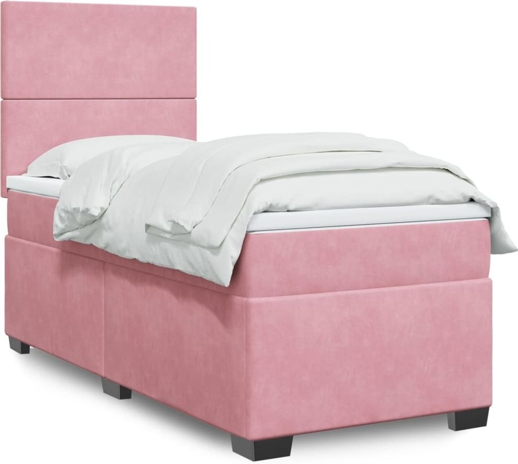 (NEU 2026) Boxspringbett mit Matratze, Doppelbett moderne, Rosa 100x200 cm - Samt - Klassische Betten - 71.34 kg