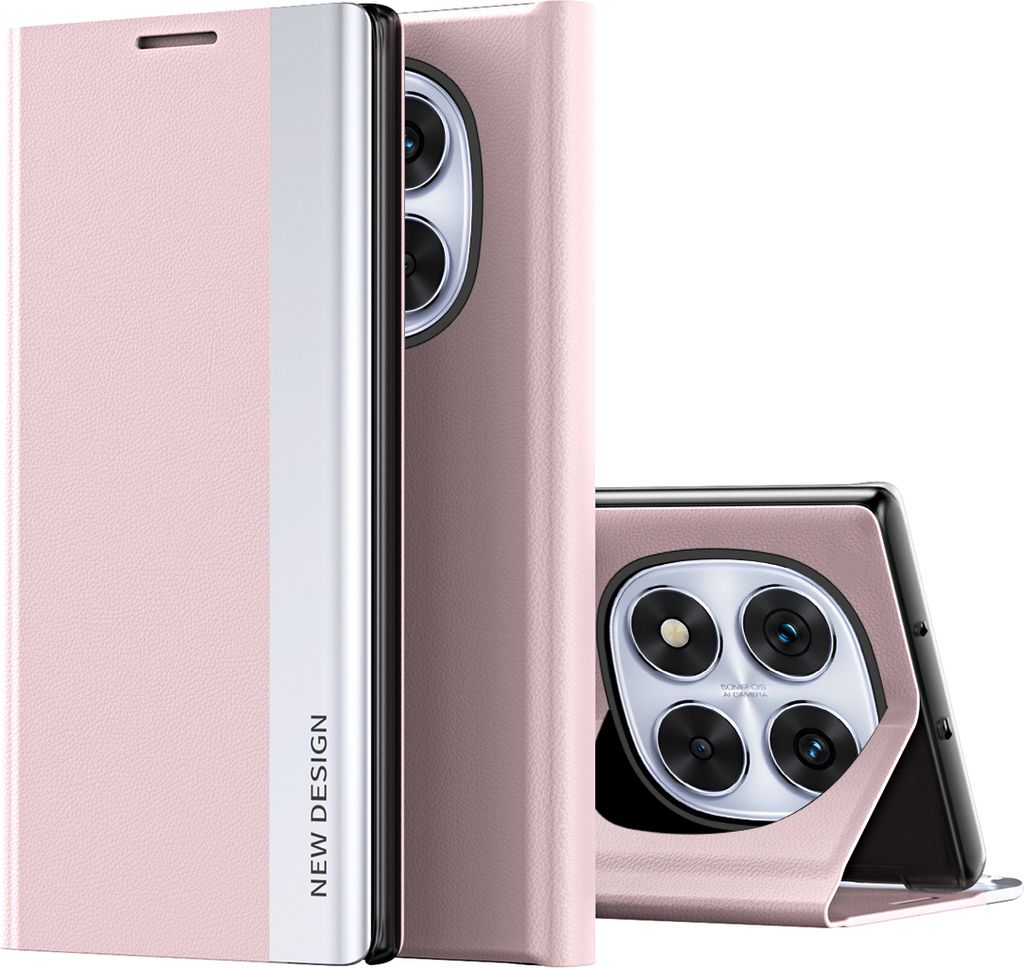 Hülle für Xiaomi Redmi Note 14 Pro 5G Kunstleder Klapphülle Schutzhülle mit Standfunktion Rosa