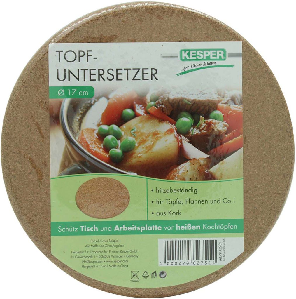 Kesper Set di 6 sottobicchieri in sughero 62747 Kesper Set di 6 sottobicchieri in sughero 62747