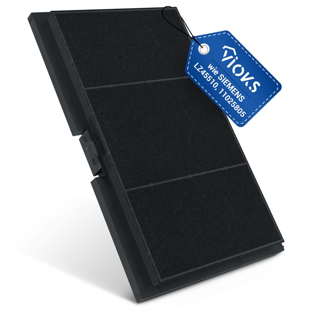 A charcoal filter for a range hood, shown at an angle against a white background.