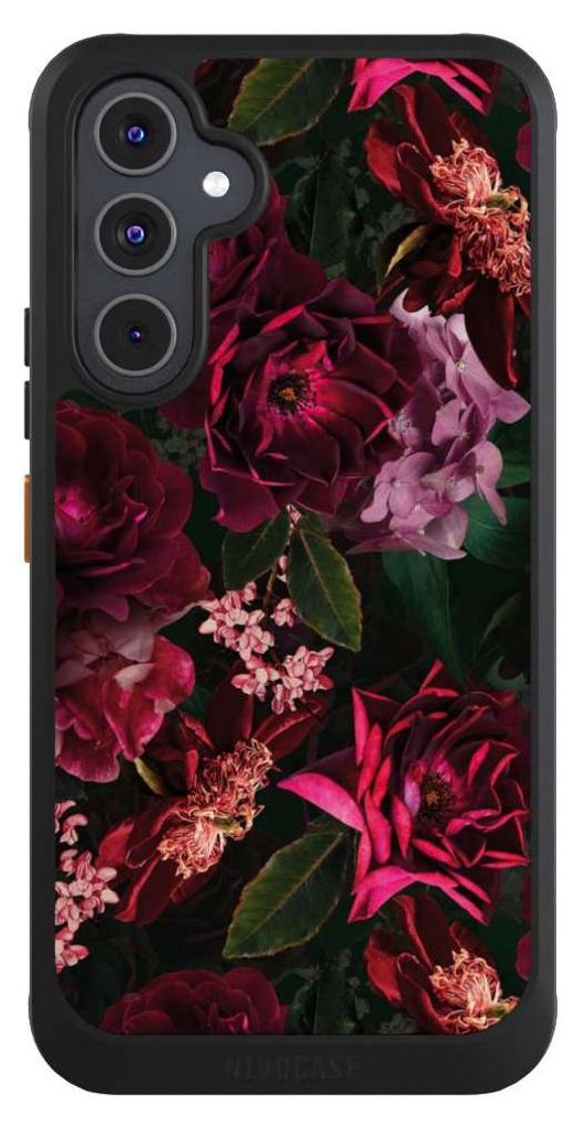 NIVOCASE Hülle für Samsung Galaxy A54 5G Handyhülle NIVOcore Case Schwarz Blumen Blüte Rose