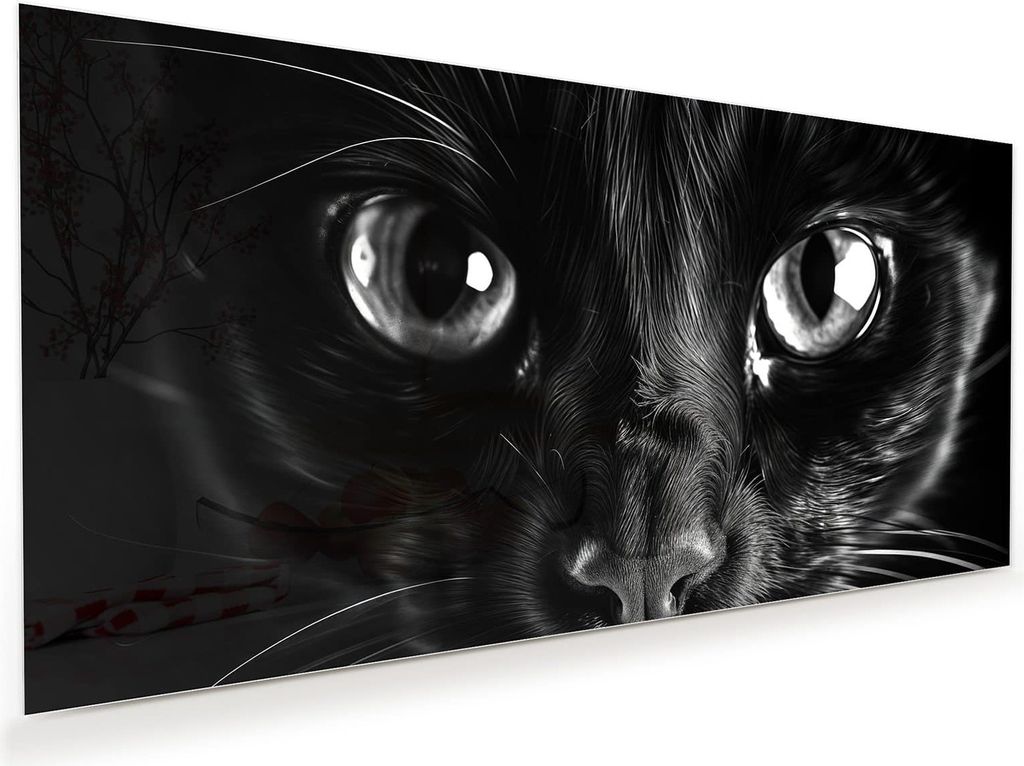 Glasbild 100x50cm in XXL für Wohnzimmer, Schlafzimmer Motiv Katzengesicht
