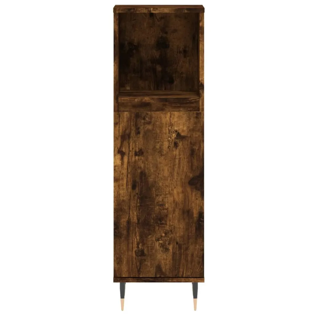 Mobile Bagno Rovere Fumé 30x30x100 cm | Colonna Salvaspazio Legno - 5