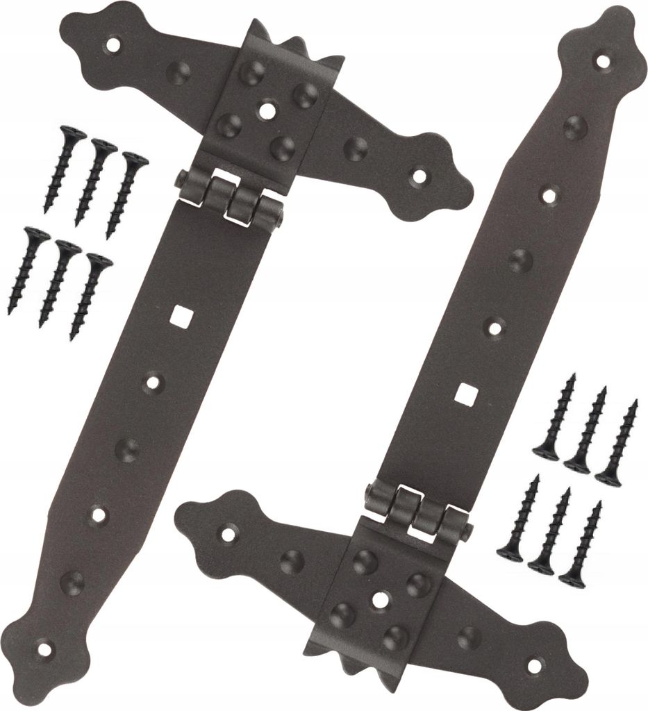 Scharnier FEINZ Gartenlauben-Scharnier 200mm - Kreuzscharnier - Schwarz - Robuste Qualität - Inkl. Schrauben