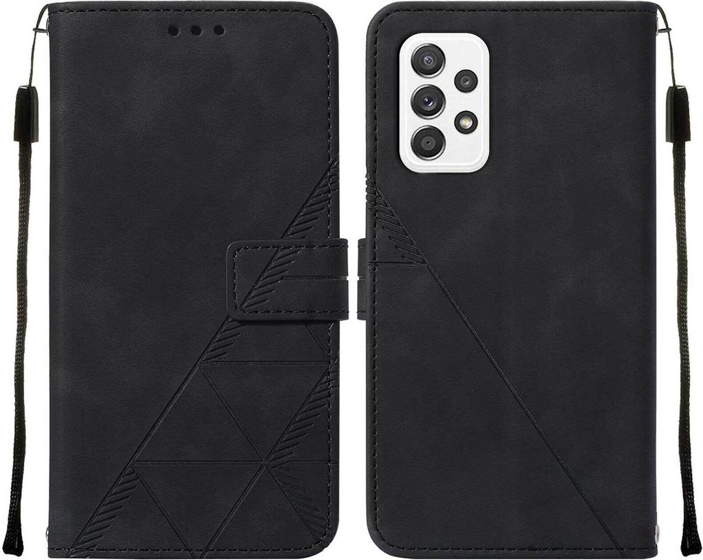 Galaxy A72 4G Hülle, Schlank Prägung Flip Leder Kartenfächer Schutzhülle mit Ständer für Samsung Galaxy A72 4G / 5G Schwarz