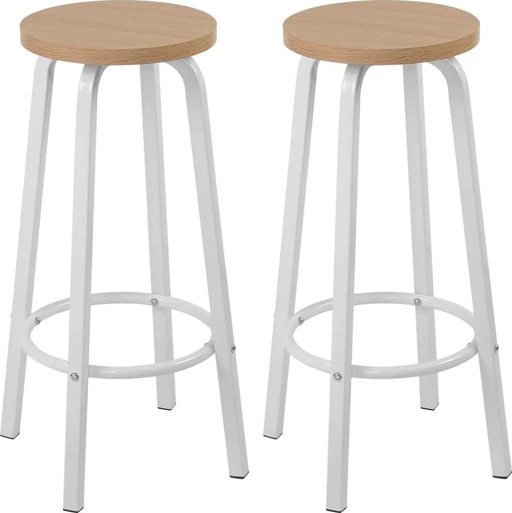 Coppia Sgabelli Design Industrial 72cm - Rovere e Acciaio Inossidabile