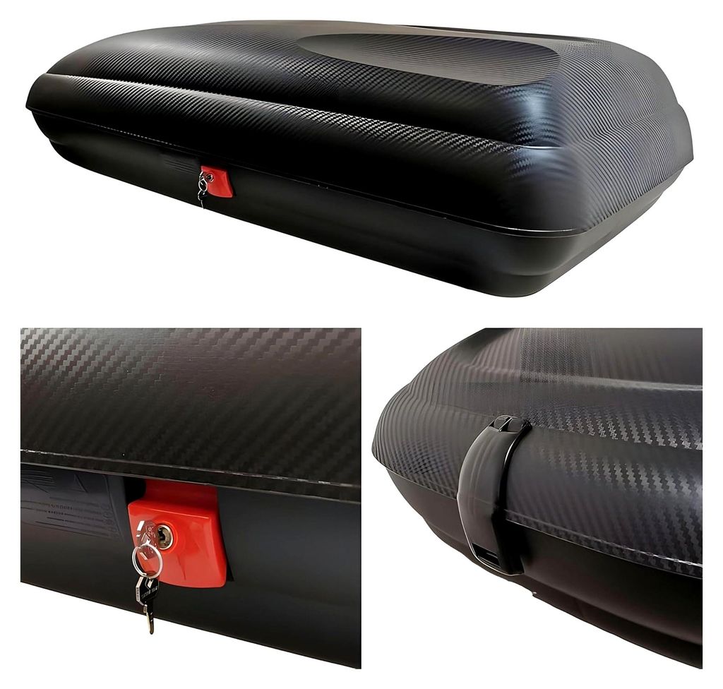 Dachbox 320Ltr Carbonlook abschließbar mit Dachträger Rapid für Honda Accord VIII Tourer (5-Türer) ab 08