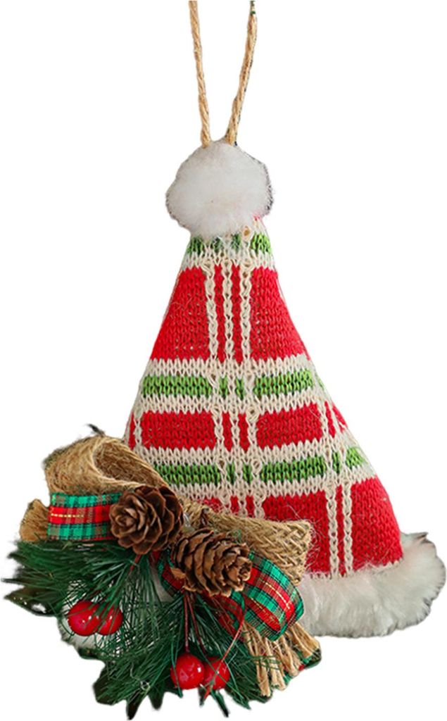 Weihnachtsbaumschmuck, Buffalo Plaid, Strumpf, Pullover, Hut, hängende Dekoration für den Weihnachtsbaum, Heimdekoration