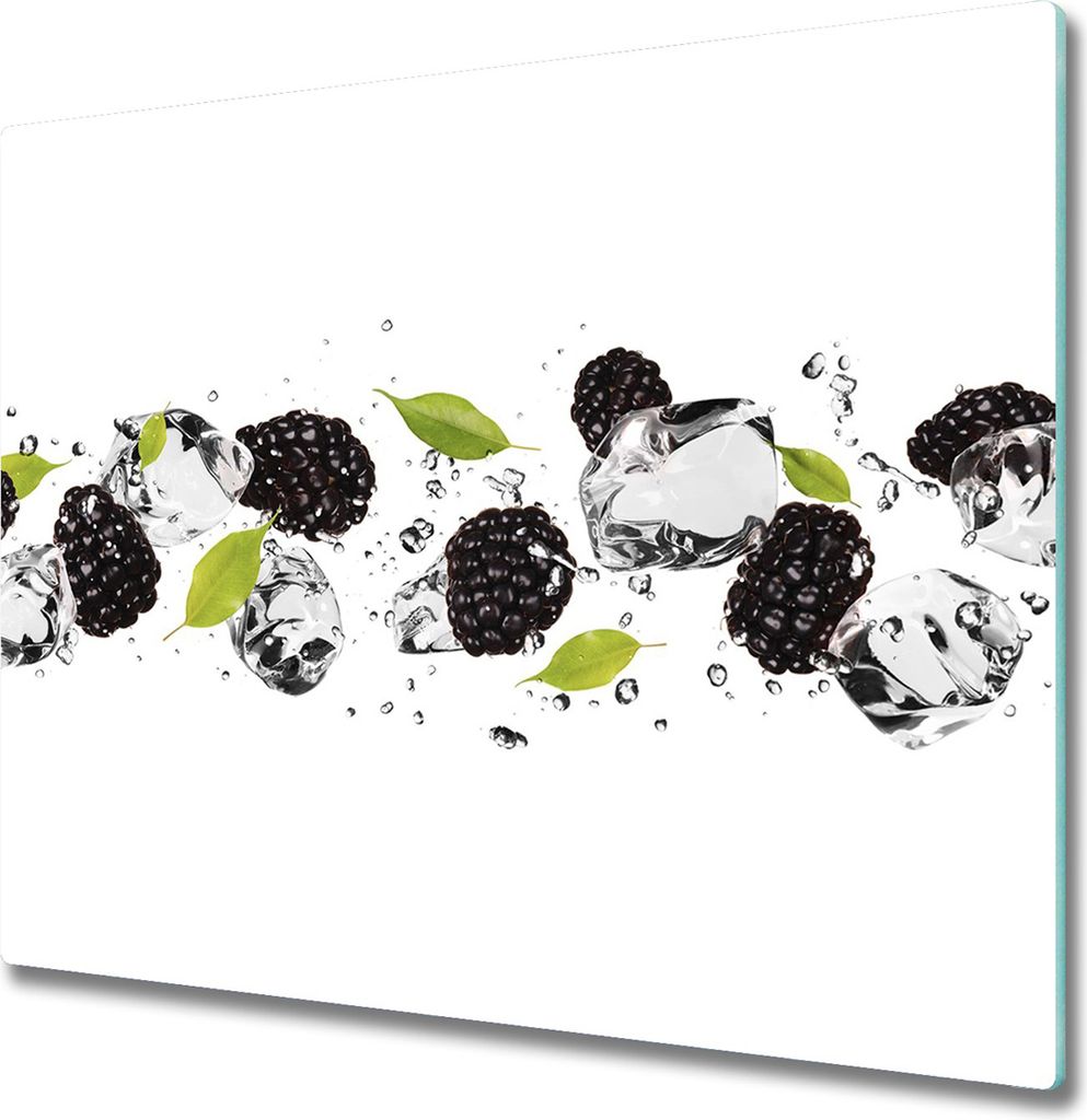 Glas Herdabdeckplatte 60x52 cm Spritzschutz Glasabdeckplatte Schneidebrett Süßkirschen Wasser
