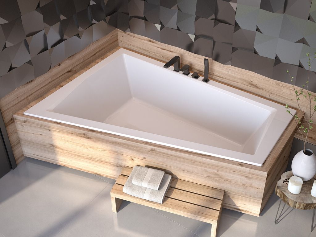 BADLAND Eckbadewanne Rechteck Badewanne Intima SLIM für zwei Personen LINKS 170x125 Rand 15mm mit Ablaufgarnitur, Füßen und Styroporverkleidung ...