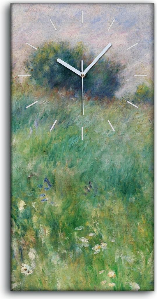 Wandbild Leinwand Bilder Wanduhr 30x60 Gemälde Wiese Wald Bäume Himmel Wolken - weiße Hände