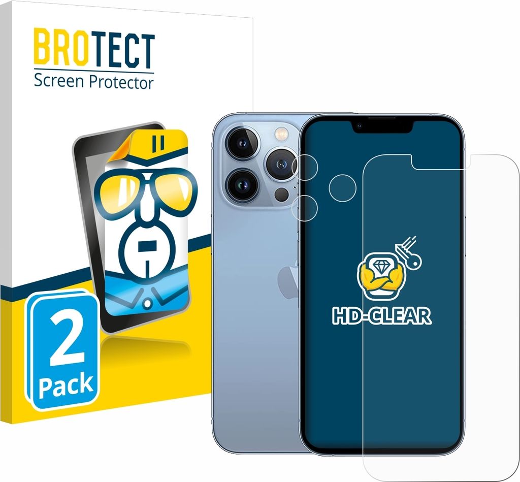 2x Für Apple iPhone 13 Pro (Display+Kamera) Schutzfolie BROTECT Displayschutz Display Schutz Folie Klar Transparent