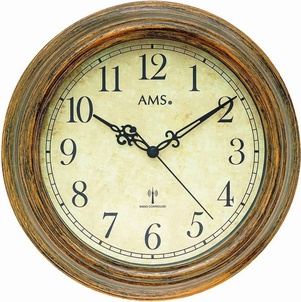 AMS 5575 Orologio Parete Design Legno | Sincronizzazione Automatica
