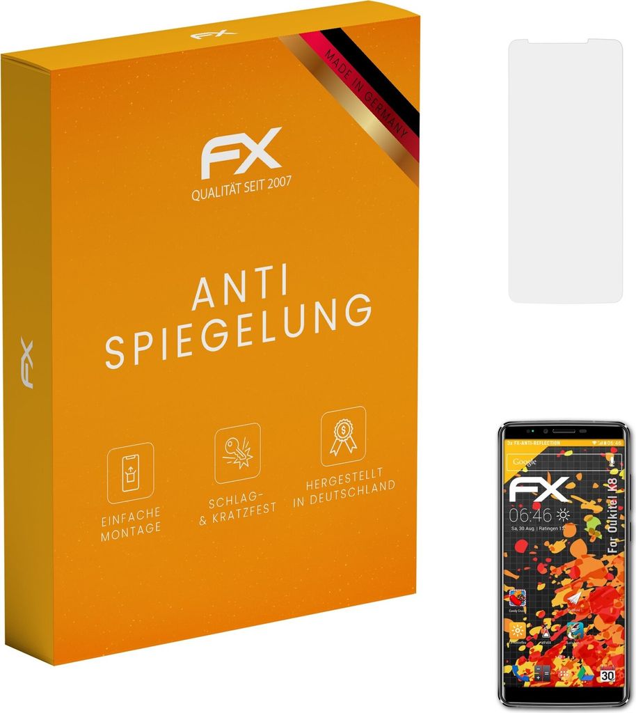 atFoliX FX-Antireflex 3x Schutzfolie kompatibel mit Oukitel K8 Displayfolie