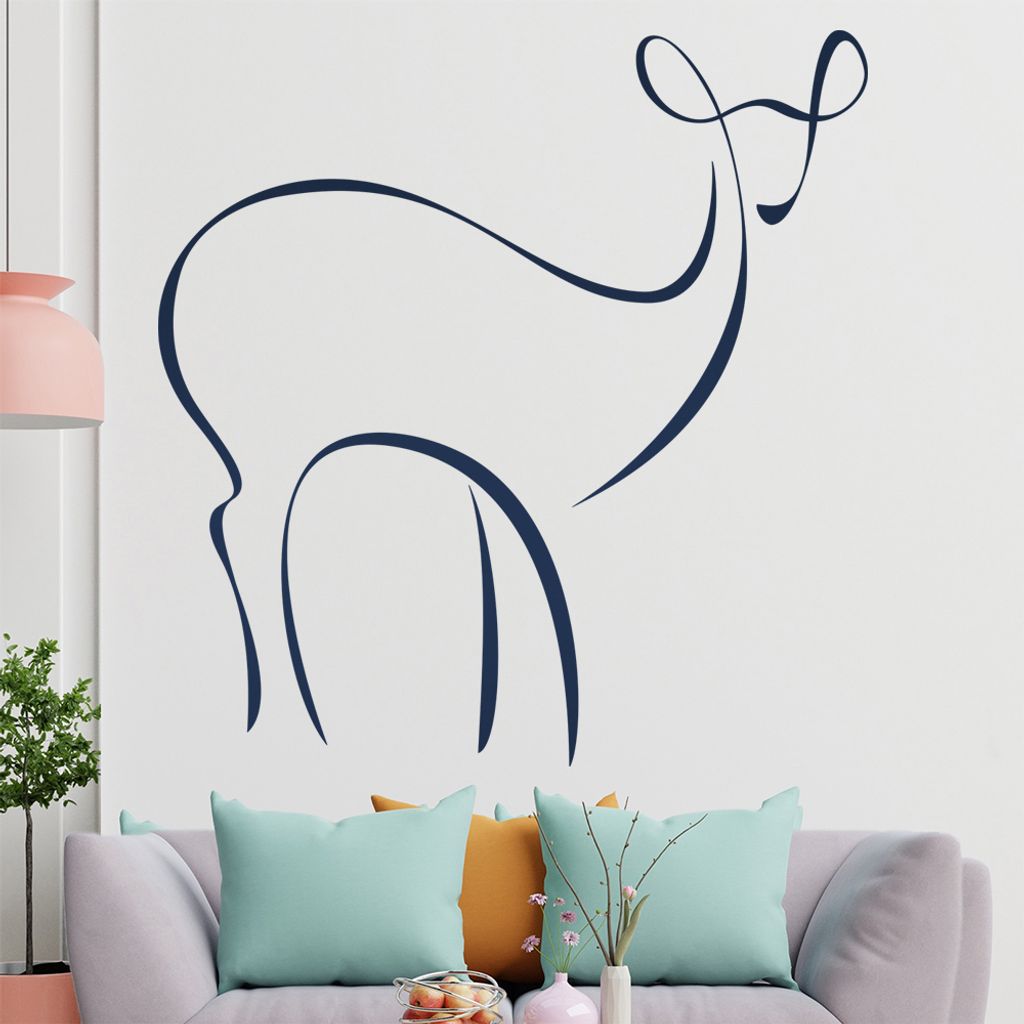 Reh Linien Wandtattoo in 6 Größen - Wandaufkleber Wall Sticker - Dekoration, Küche, Wohnzimmer, Schlafzimmer, Badezimmer
