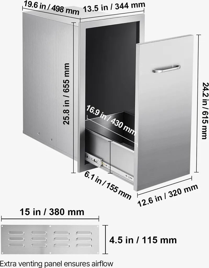 Module de Rangement Inox Encastrable pour Îlot de Barbecue Extérieur