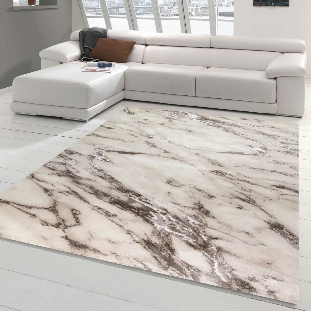 Teppich Wohnzimmer Teppich Marmor Optik in creme beige Größe - 160 x 230 cm