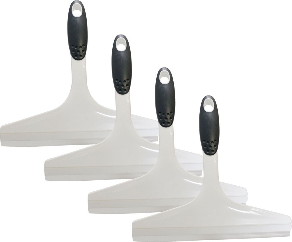 Novaliv 4x Duschabzieher 23,5 cm Weiß ergonomischer Griff Wasserabzieher Dusche Abzieher Scheibenabzieher Glasabzieher Bad accressoires Duschwanda...