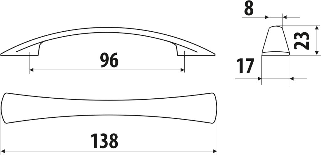 UN90 Griff, Chrom poliert, 96mm