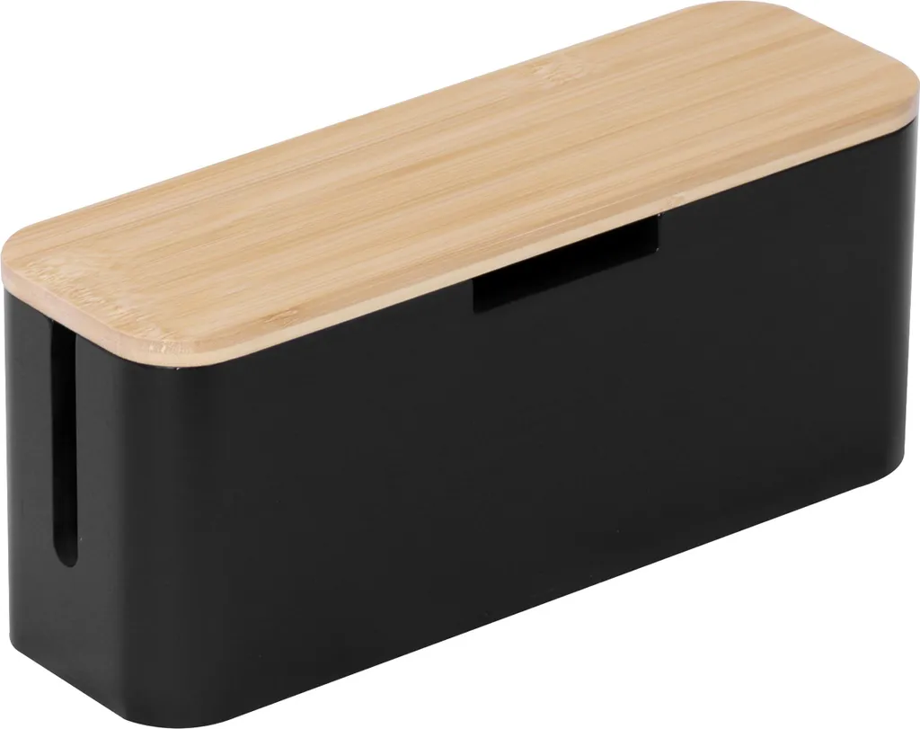 Relaxdays Scatola Porta Cavi in Bambù Naturale | Organizer per Scrivania