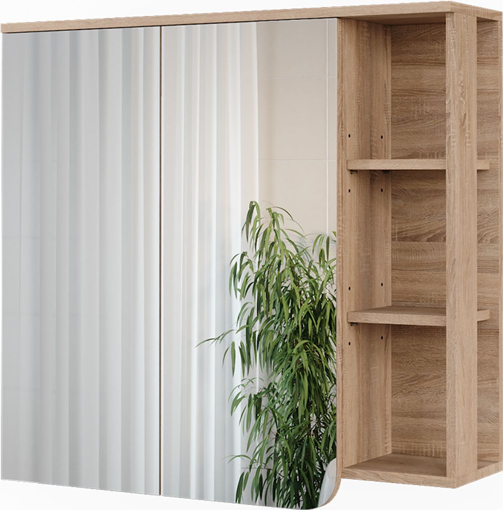 Vicco Spiegelschrank Karen, 80 x 75 cm mit Spiegel, Sonoma/Blau