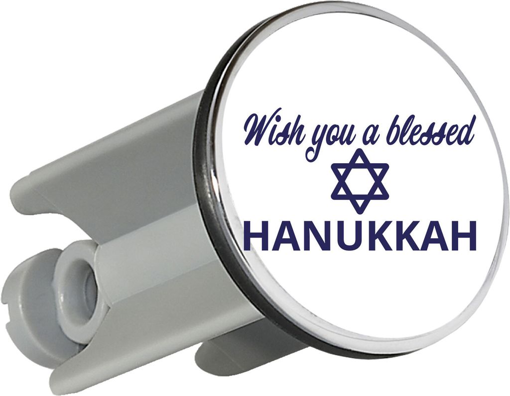 Huuraa Waschbeckenstöpsel Wish blessed Hanukka Schriftzug 4cm höhenverstellbar Abflussstopfen Geschenkidee
