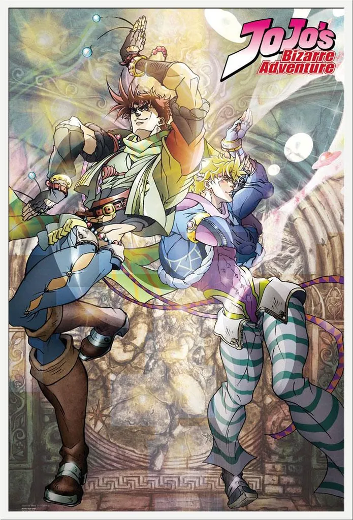 Poster JoJo's Bizarre Adventure Joseph et Caesar avec Cadre Blanc Maxi