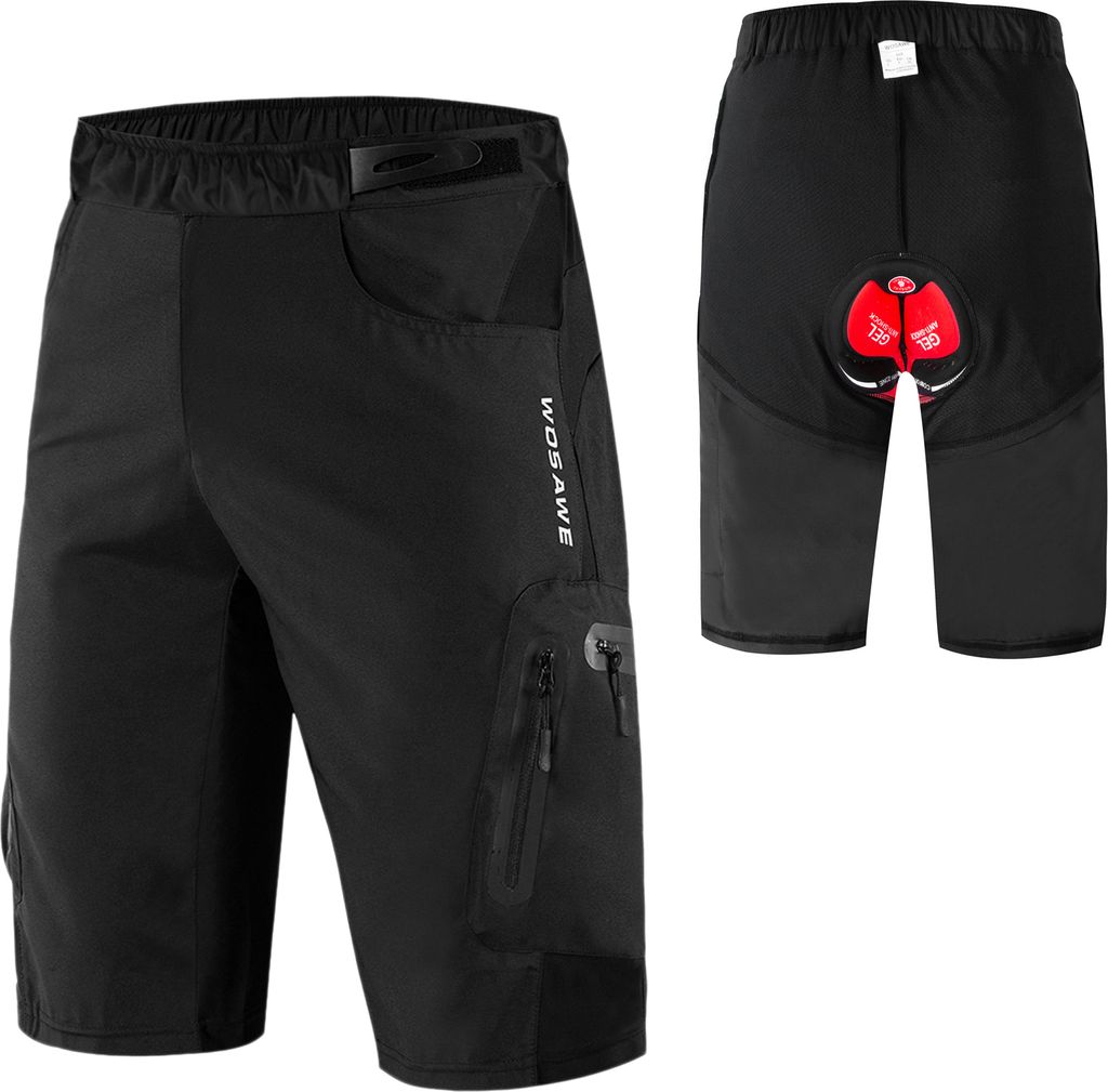 Herren 2 in 1 Radhose Atmungsaktive, schnell trocknende MTB-Mountainbike-Baggy-Shorts mit 3D-Polsterung