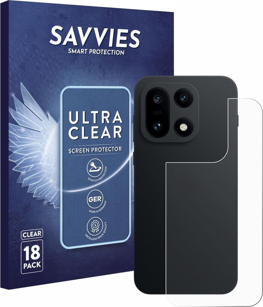18x Für OnePlus 15 (Rückseite) Schutzfolie Savvies Displayschutz Display Schutz Folie Klar Transparent