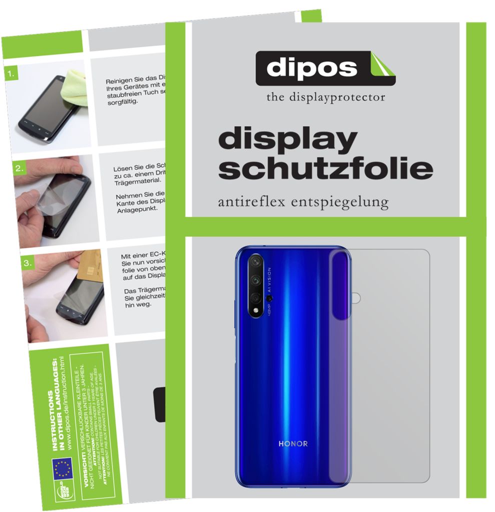 1x Schutzfolie für Honor 20S Rückseite matt Displayschutzfolie Folie Display Schutz dipos