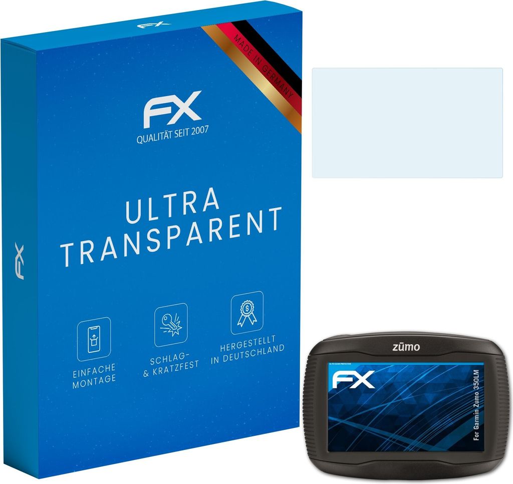 atFoliX FX-Clear 3x Schutzfolie kompatibel mit Garmin Zumo 350LM Displayschutzfolie