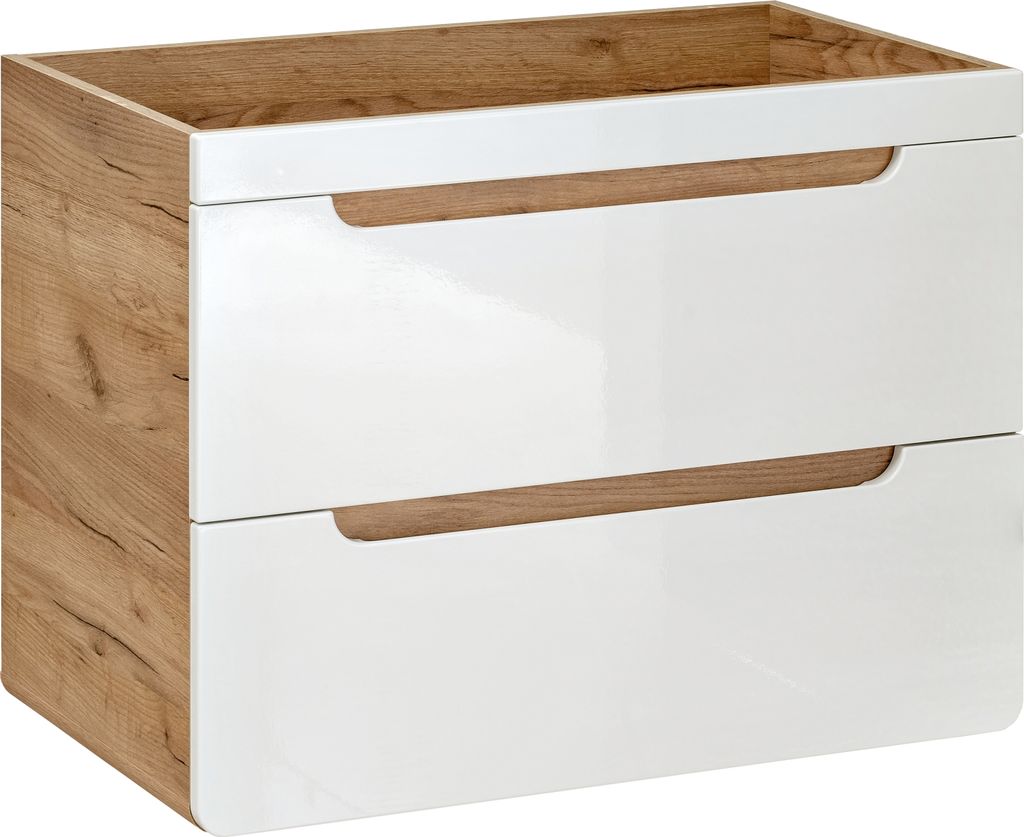 Waschtischschrank 80 Cm Weiß/Eiche Handwerk, Modernes Design