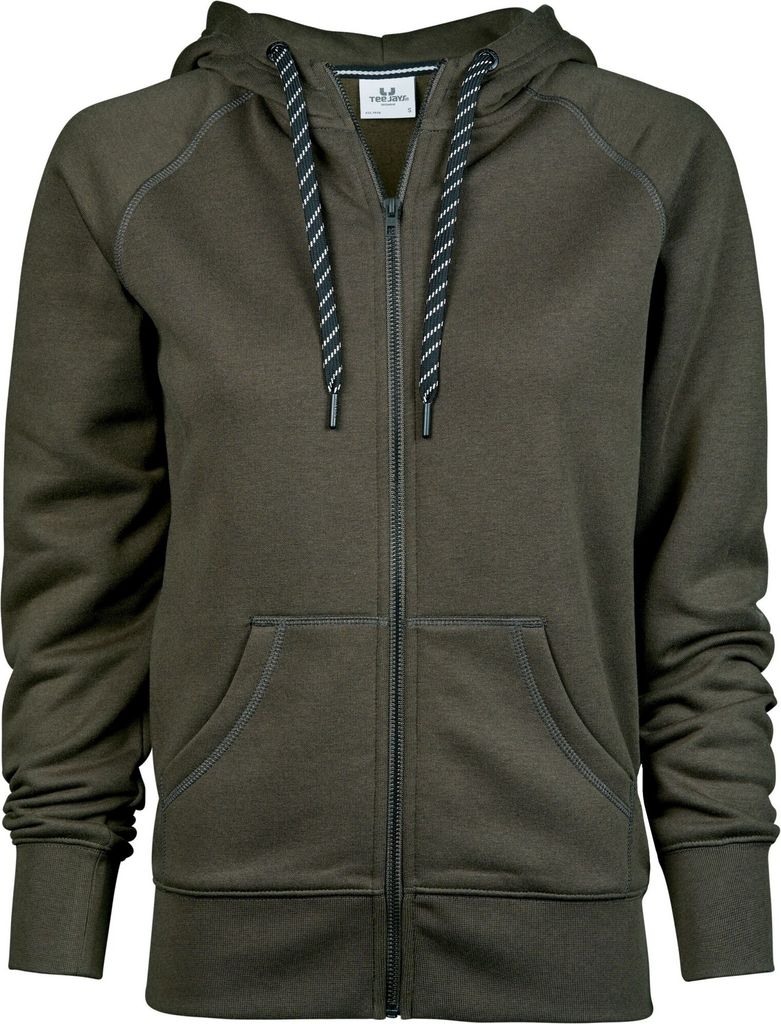 Tee Jays Damen Hoodie / Kapuzenjacke mit durchgehendem Reißverschluss BC3320 (S) (Tiefgrün)