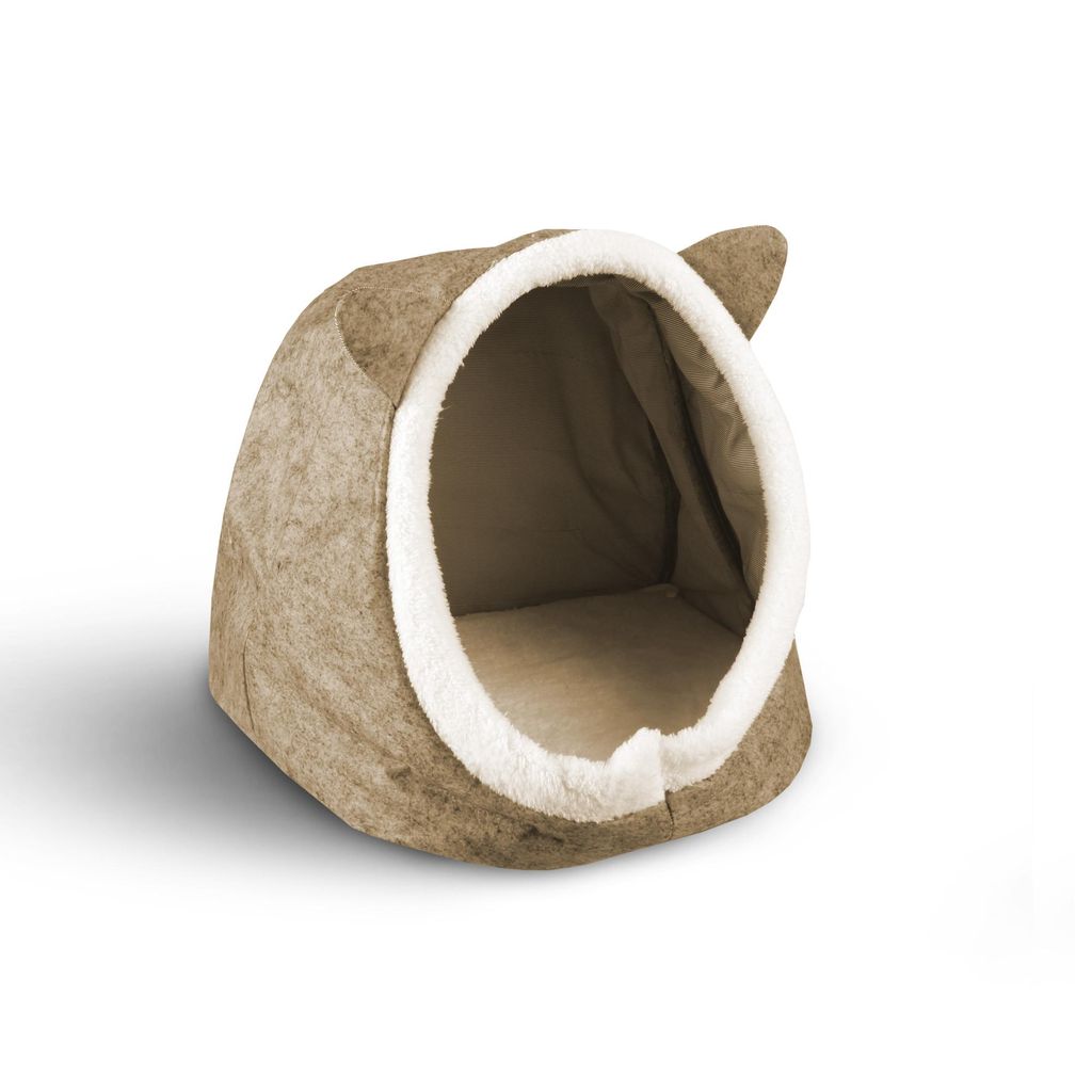 Bestlivings Katzen-/Hundehöhle 34x40x35 cm Beige, für Katzen und kleine Hunde, Haustierbett aus Filz, faltbares Katzenhaus, Tierhöhle platzsparend