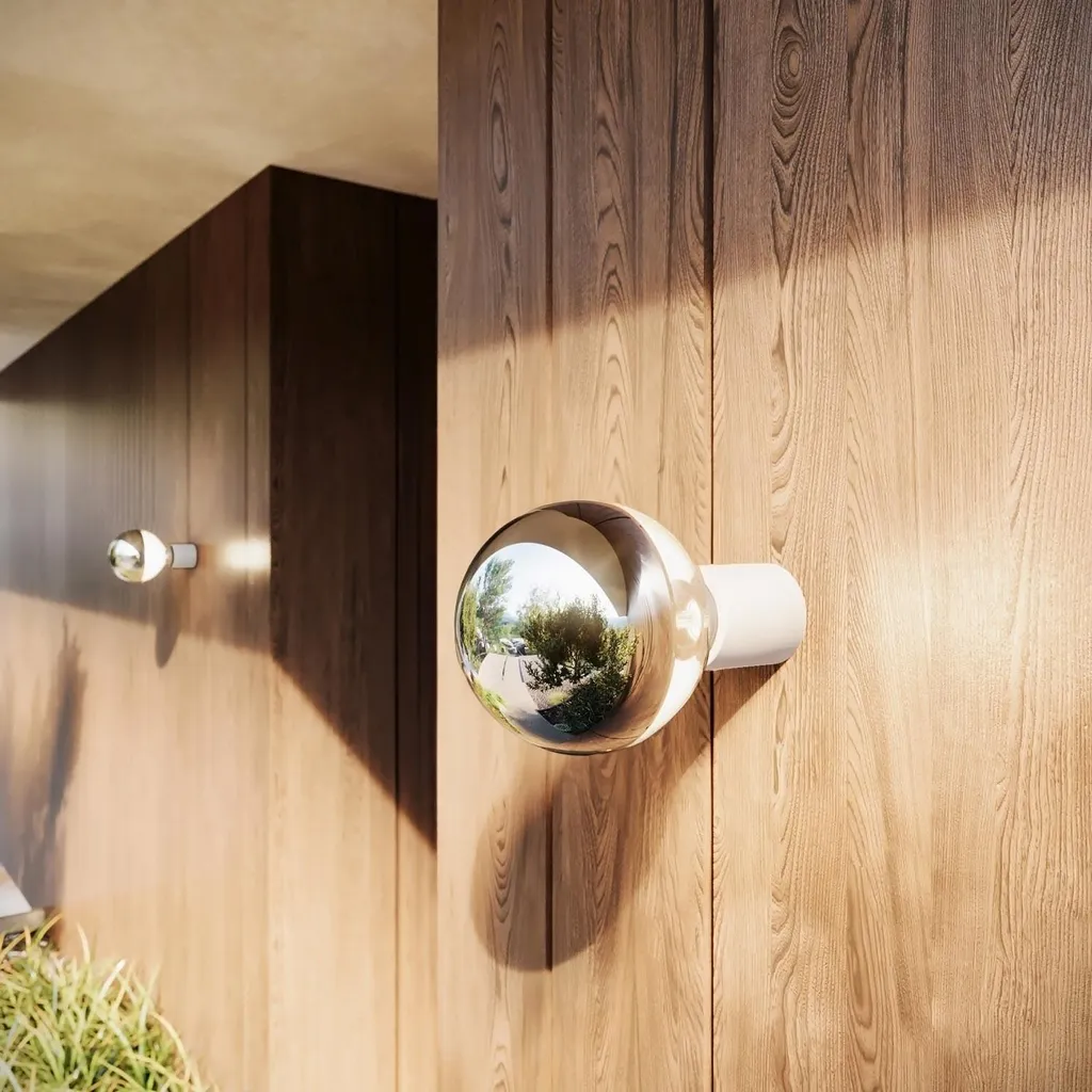 Lampada da Parete Argento IP44 Mezza Sfera - Design Industrial Moderno - 4
