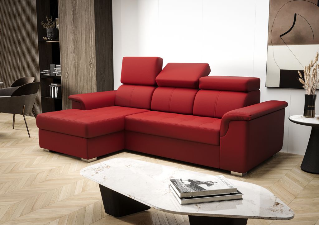 Ecksofa 247×165 cm Rot Links Kunstleder Kongo RBN06 Produktbild 