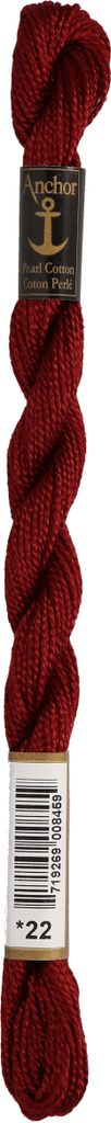 Anchor Perlgarn Stärke 5 4585000-00022 dunkelrot Stickgarn, 100 % Baumwolle, 5g Strängchen