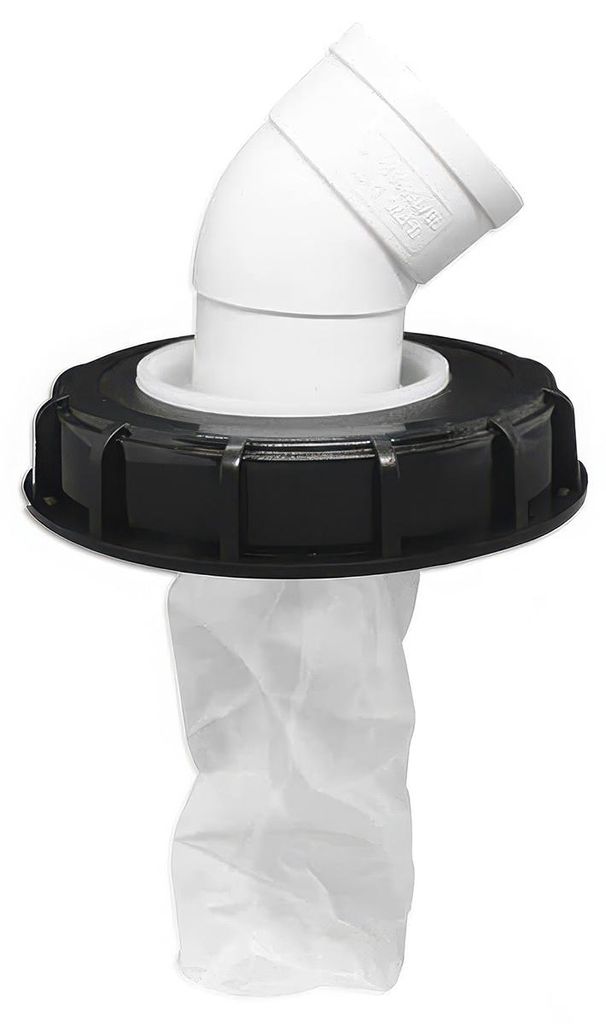 IBC Deckelfilter 150 bis 165 mm Nylon Filterdeckel mit Bogen 45° für Regenwassertank Tonnenfass und IBC Container