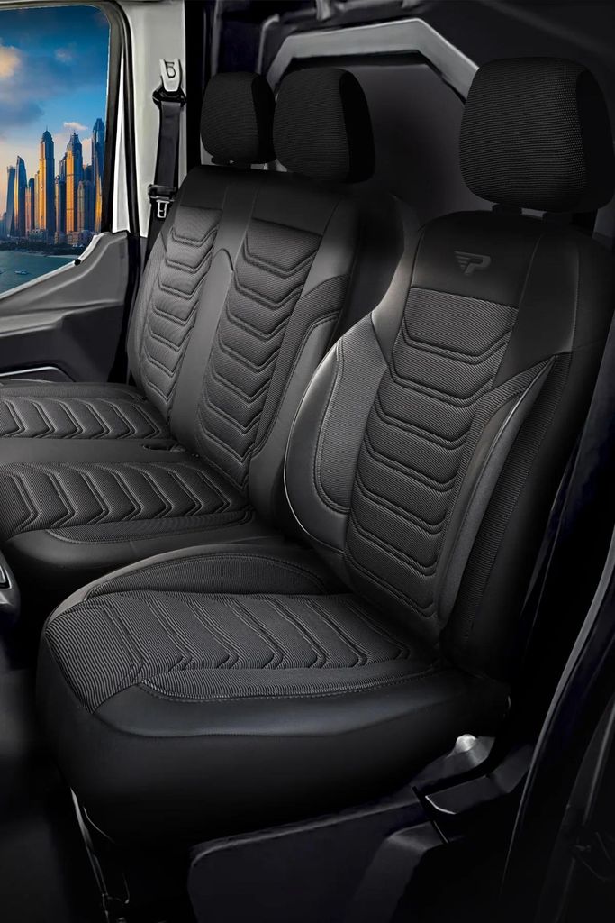 **Sitzbezüge Volkswagen Transporter 2024 – heute – Florida schwarz/grau – perfekte Passform (Sitz/Bank)